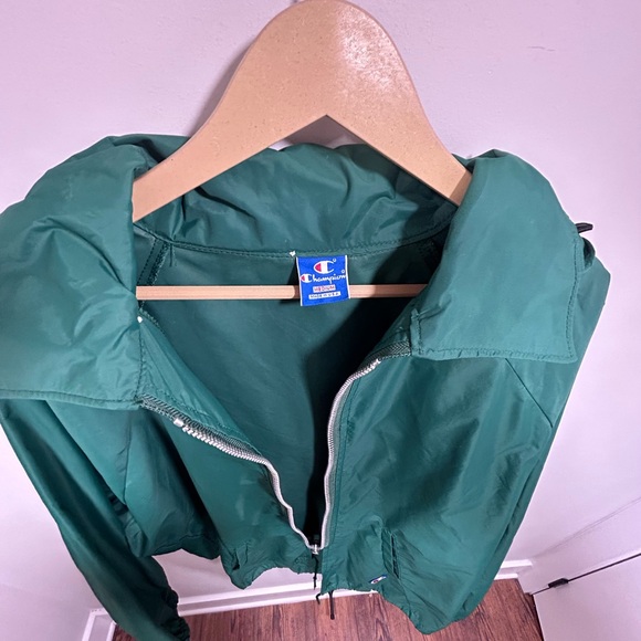 Vintage 80s Champion Women’s Nylon Windbreaker Size Medium Green USA Made Jacket - Picture 6 of 10